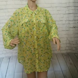 Lane Bryant Green Thin Long Sleeve Blouse 18/20